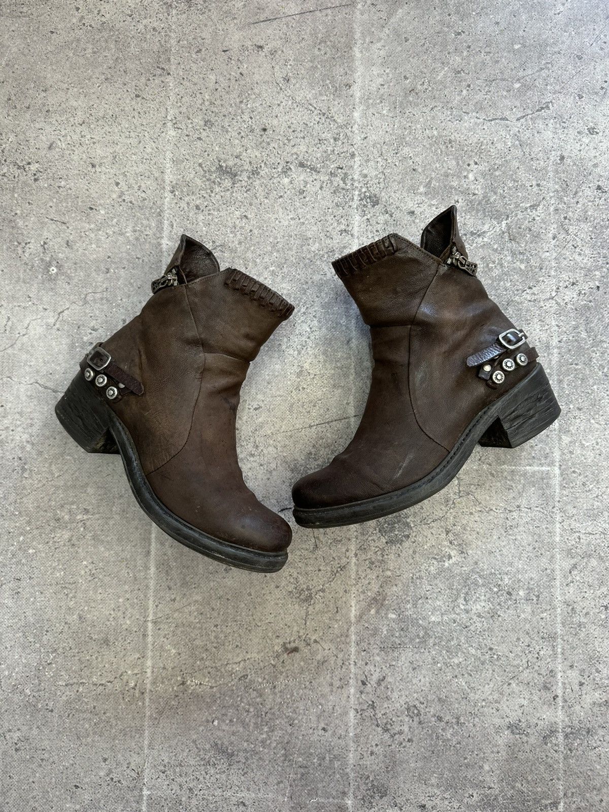 If Six Was Nine × Japanese Brand × Vintage Vintage Italian AS 98 Rick Owens Style Leather Biker Boots Size US 8 / IT 38 - 4 Thumbnail