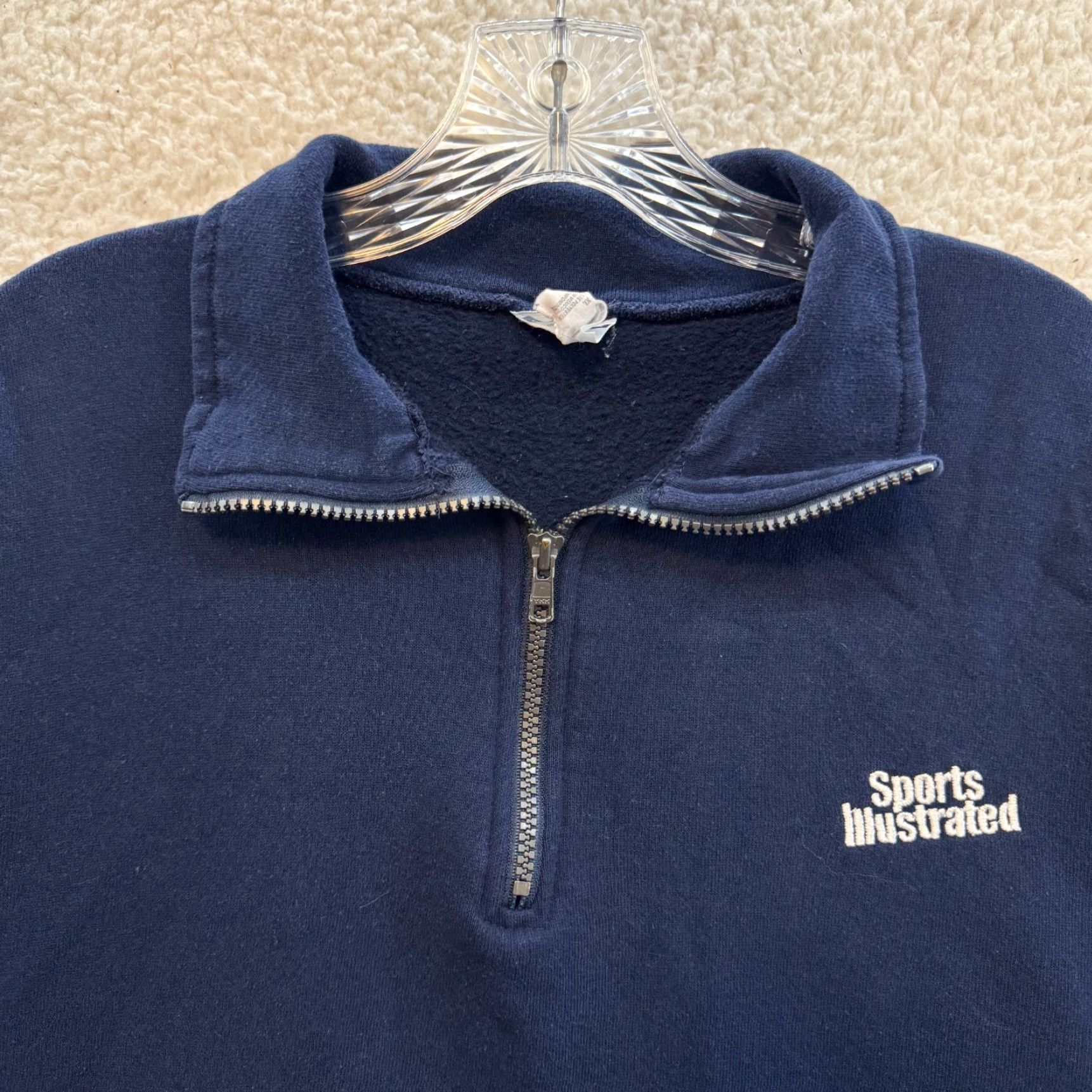 Jerzees VINTAGE Sports Illustrated Sweatshirt Sweater XL Navy Blue 1/4 Zip Pullover Mens (or Adults) Size XL / US 12-14 / IT 48-50 - 3 Thumbnail