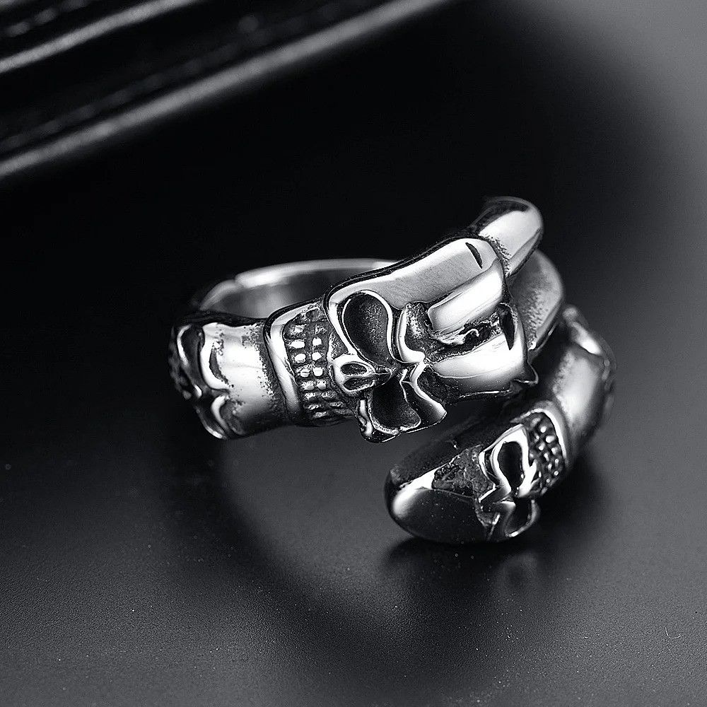 Vintage Gothic Dragon Claw Skull Ring Size 28 - 3 Thumbnail