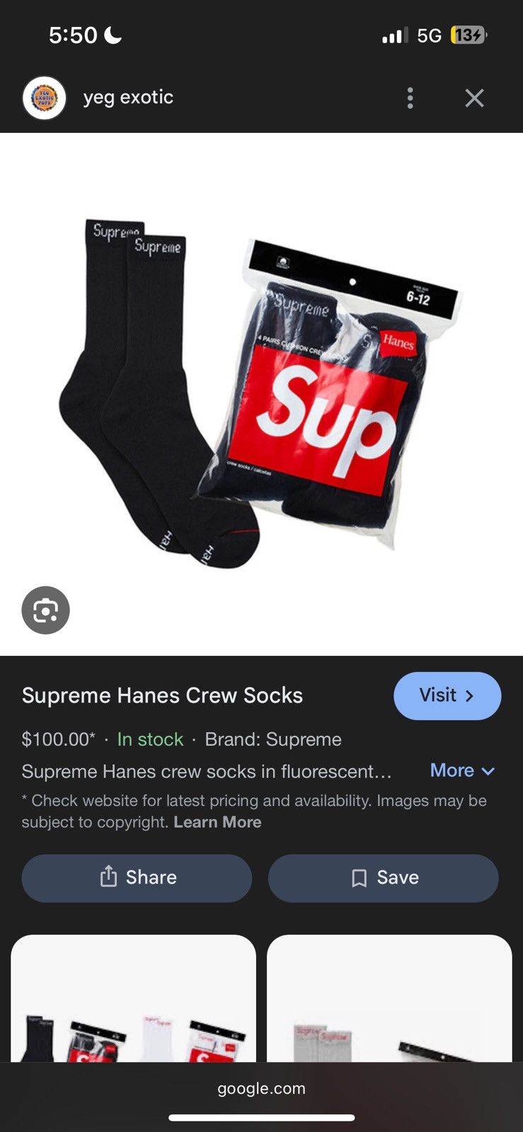 Hanes × Supreme Supreme Hanes socks (Black) Size ONE SIZE - 4 Thumbnail