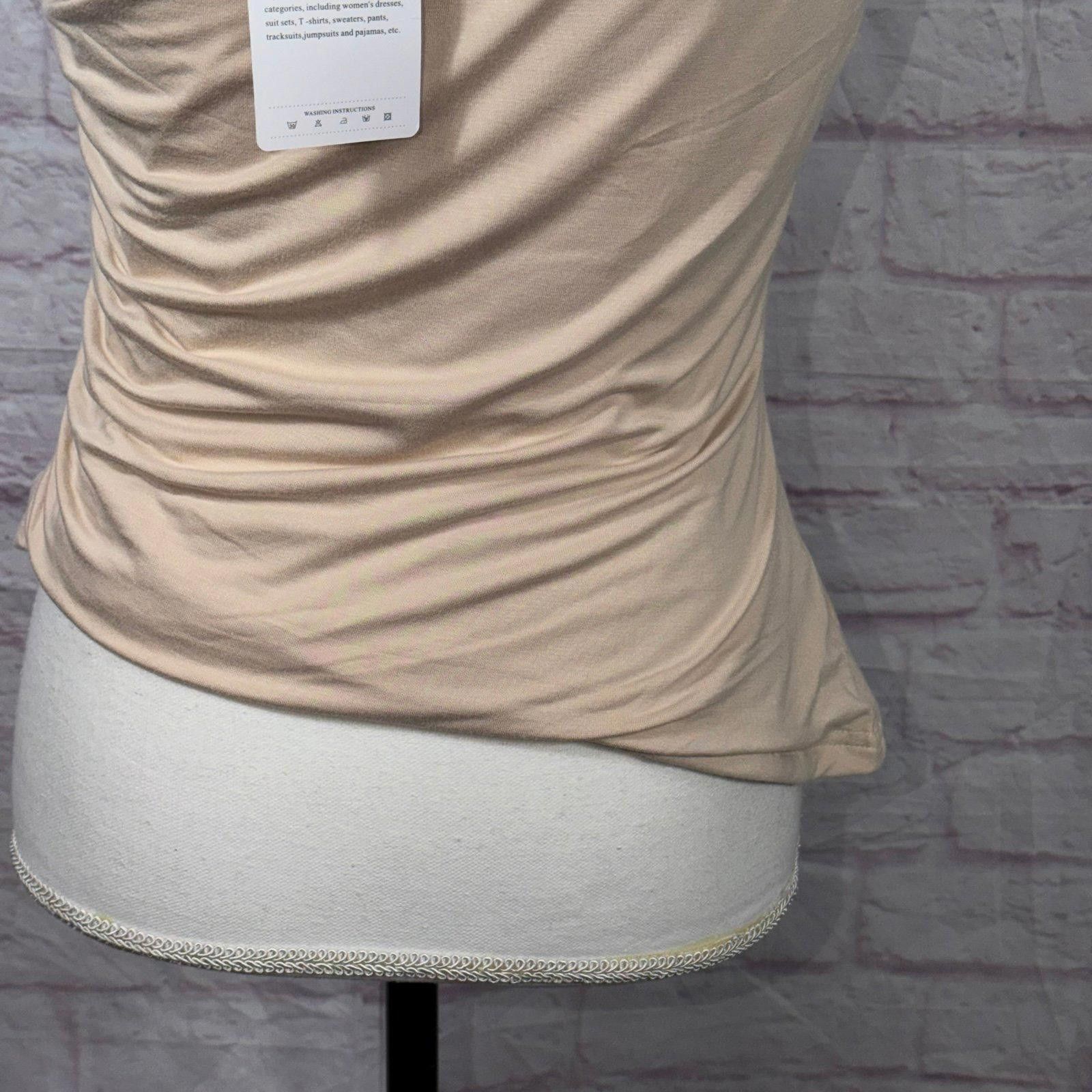 Other PrettyGarden Y2K Medium One-Shoulder Beige Top NWT Size M / US 6-8 / IT 42-44 - 6 Thumbnail