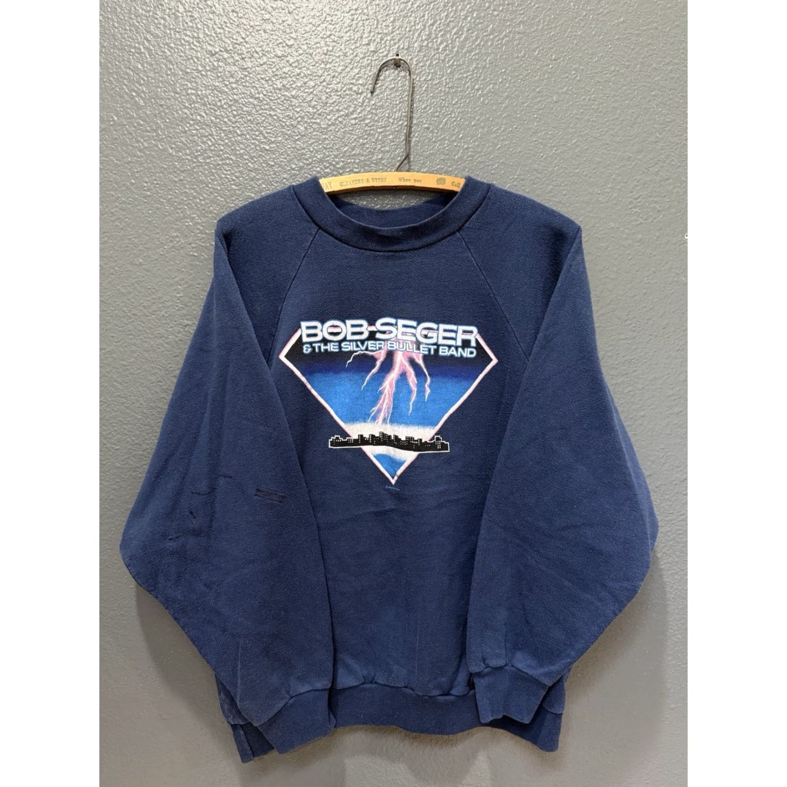 Vintage VINTAGE Bob Seger And The Silver Bullets Band Blue Sweatshirt XL Men 80s Pullover Wrights Band Size US XL / EU 56 / 4 - 3 Thumbnail