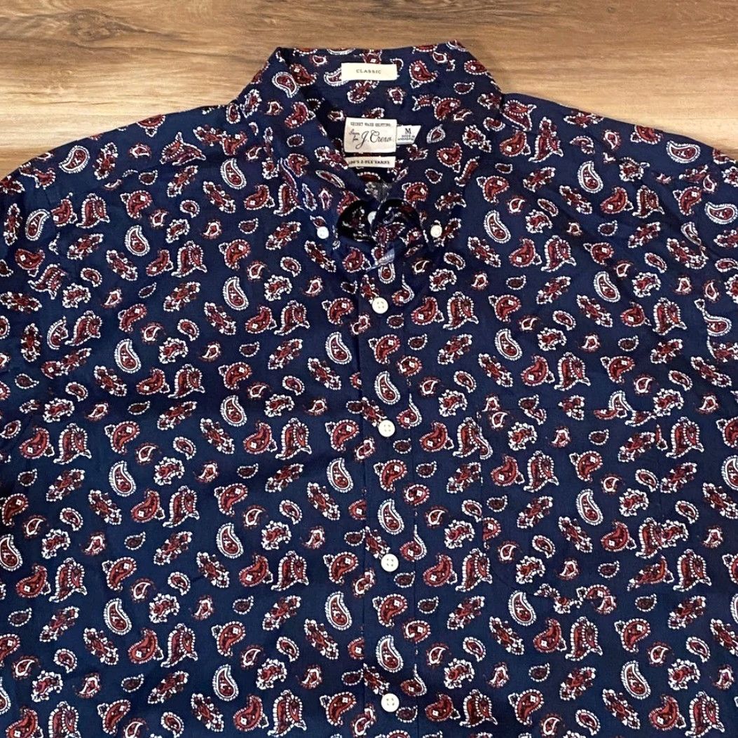 J.Crew J.Crew Shirt Mens Medium Paisley Classic Button-Up Secret Wash Long Sleeve Blue Button-Down Collared Cotton Shirt Mens Fashion Size US M / EU 48-50 / 2 - 2 Thumbnail