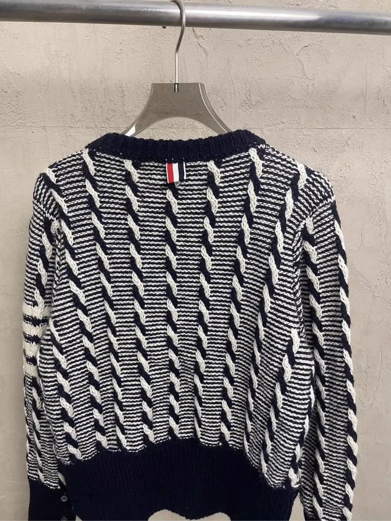 Thom Browne Thom browne Four-striped dark blue striped wool sweater 250 Size US S / EU 44-46 / 1 - 4 Thumbnail