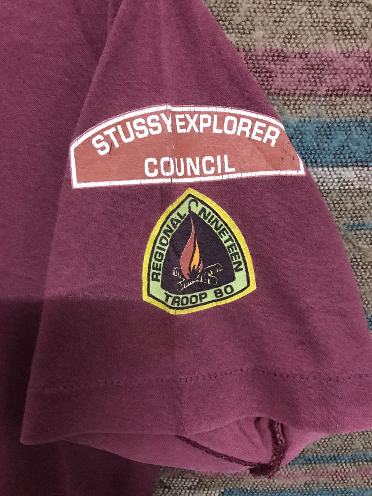 Stussy × Vintage Vintage Stussy Explorer Maroon Sunfaded Tees Size US M / EU 48-50 / 2 - 5 Thumbnail