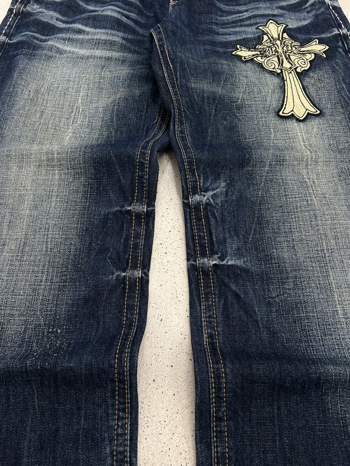 Le Grande Bleu (L.G.B.) Baggy Embroidered Jeans Be Ambition Brand Design Cross Patch Size US 34 / EU 50 - 5 Thumbnail