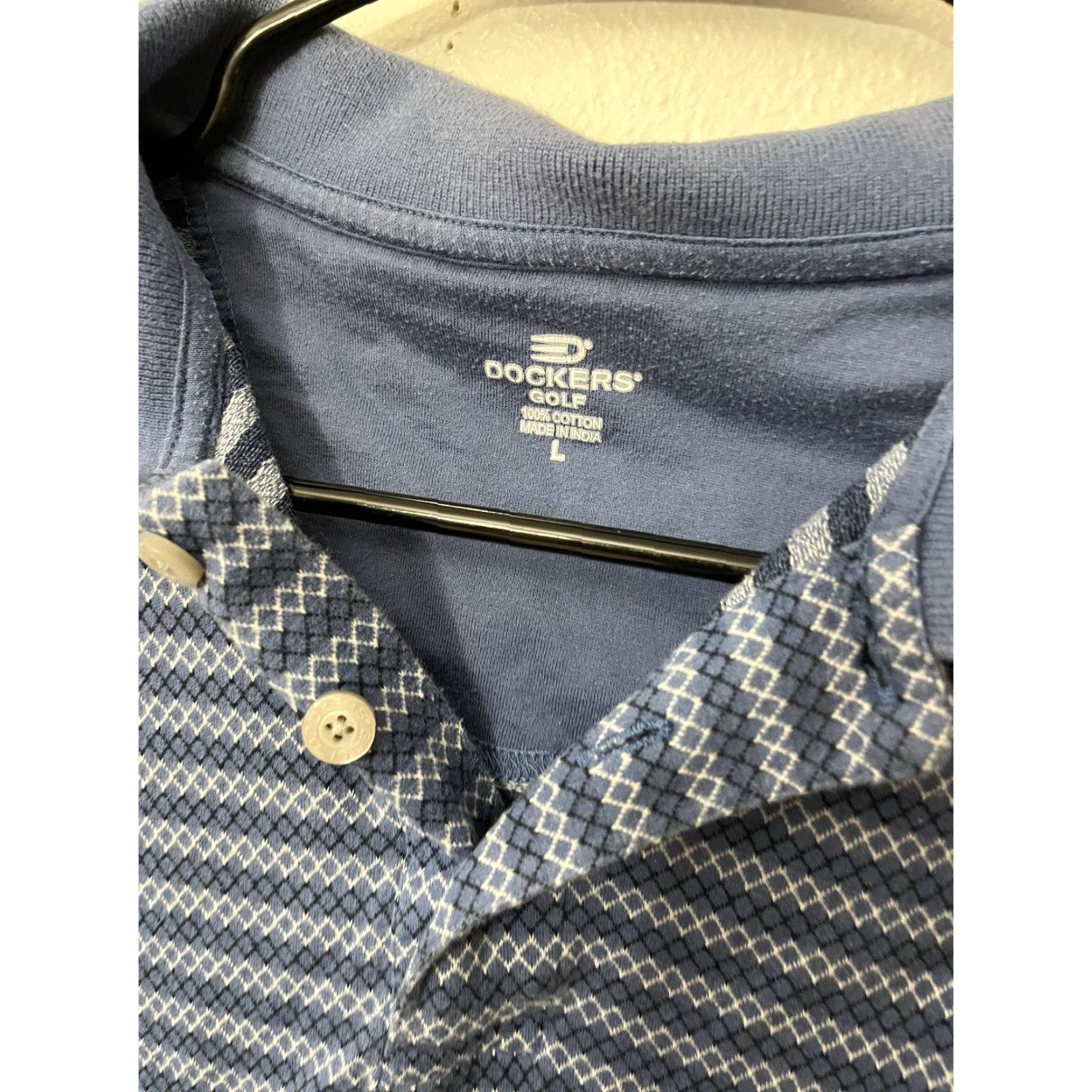 Dockers DOCKERS Polo Shirt Blue Striped Short Sleeve L Mens Golf Polo Shirt, Regular Fit, 100% Polyester Size US L / EU 52-54 / 3 - 3 Thumbnail