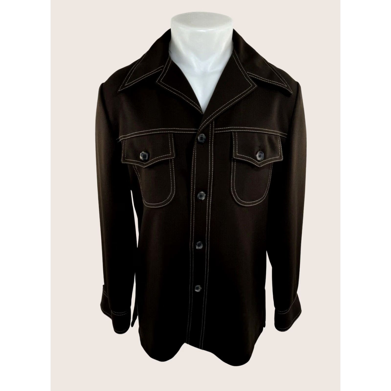 Haggar HAGGAR Shirt Jacket Mens 38 Brown Leisure Vintage EXCELLENT Size US M / EU 48-50 / 2 - 1 Thumbnail