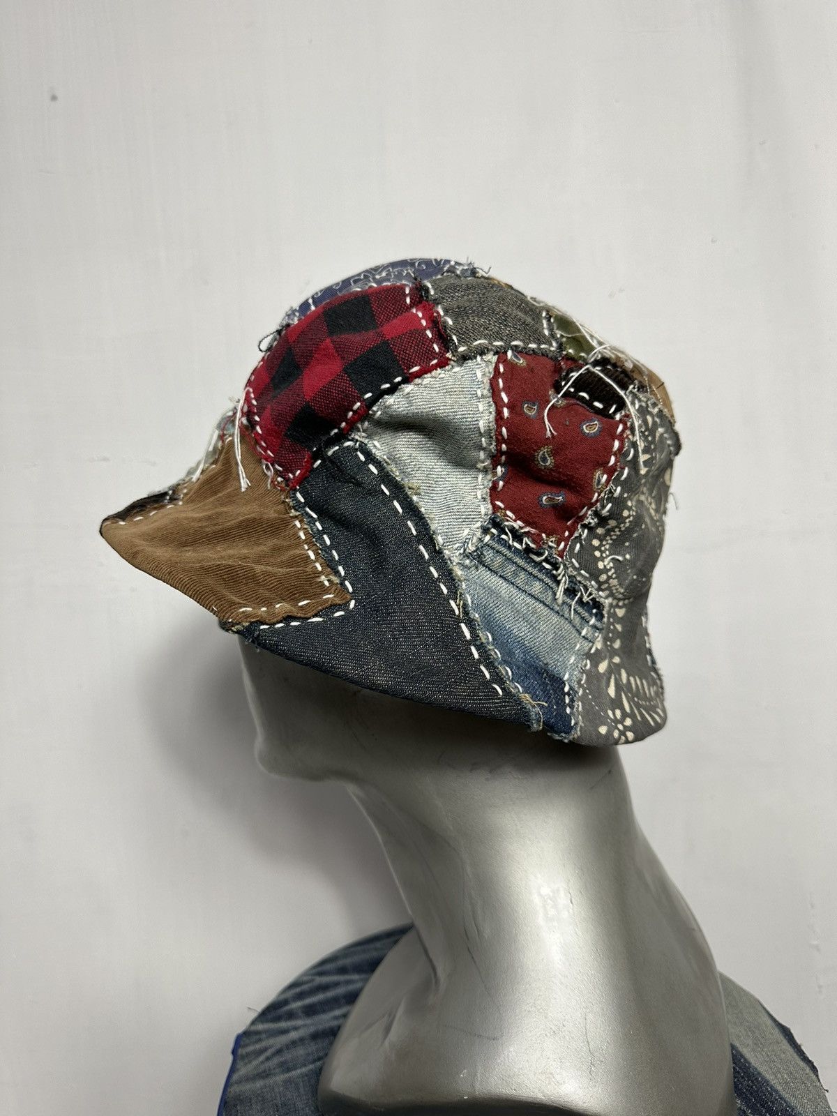 Handmade Custom Made Patchwork Denim Bucket Hats Size ONE SIZE - 5 Thumbnail