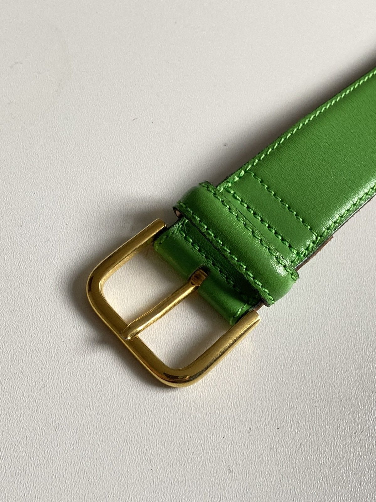 Moschino Moschino Logo Leather Belt Green Gold Logo Size ONE SIZE - 7 Thumbnail