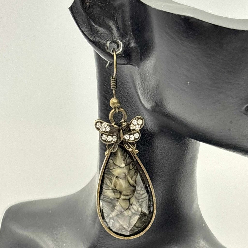 Other Gold Crystal Butterfly Earrings Size ONE SIZE - 1 Thumbnail