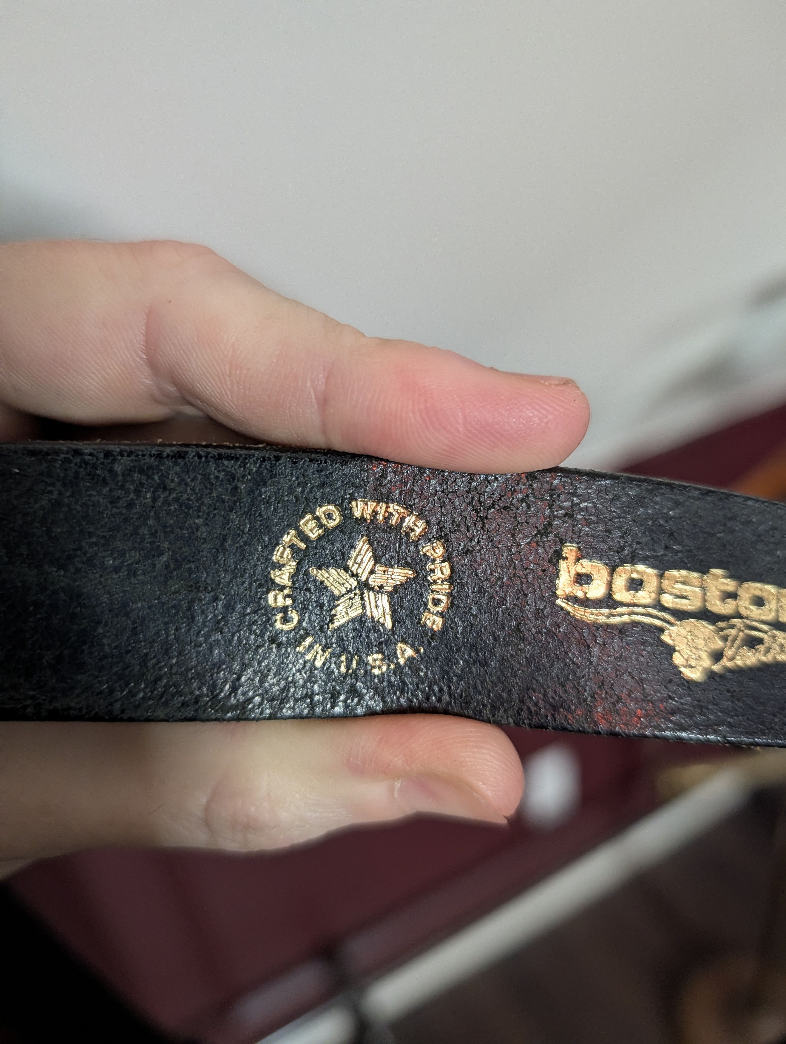 Boston Traders BOSTON LEATHER Black leather made in USA gold belt Size 40 - 7 Thumbnail