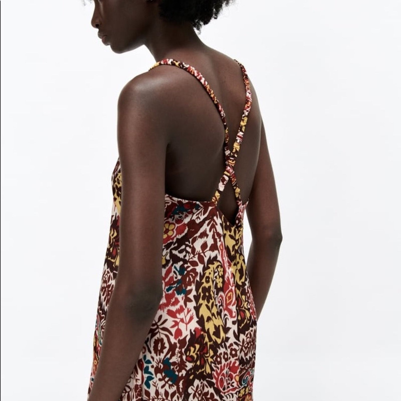 Zara ZARA BLOGGER FAVORITE PRINT DRESS BORDEAUX / ECRU Size XS / US 0-2 / IT 36-38 - 11 Thumbnail