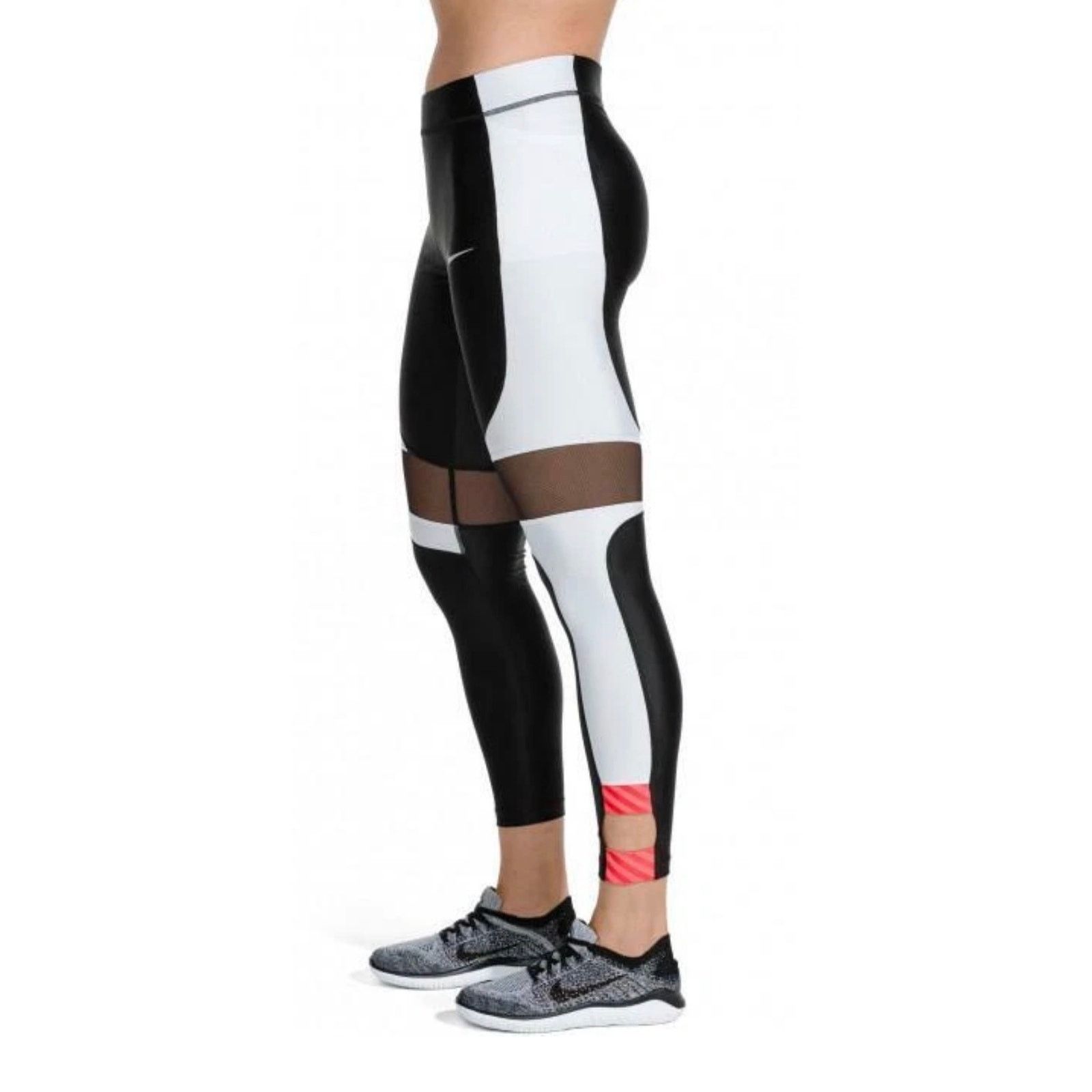 Nike Colorblock Performance Running Tights Black/White Mid Rise Size 25" / US 0 / IT 36 - 6 Thumbnail