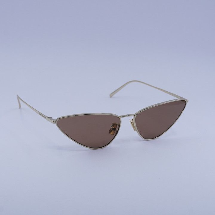 Saint Laurent Paris Saint Laurent SL487 003 Sunglasses Gold Cat Eye Frame, Brown Size ONE SIZE - 5 Thumbnail