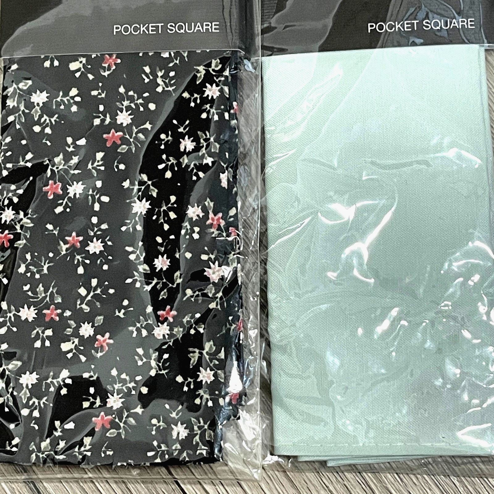 Other 2pc Set 1670 Pocket Square Black Mini Floral Mint Green Size ONE SIZE - 2 Thumbnail