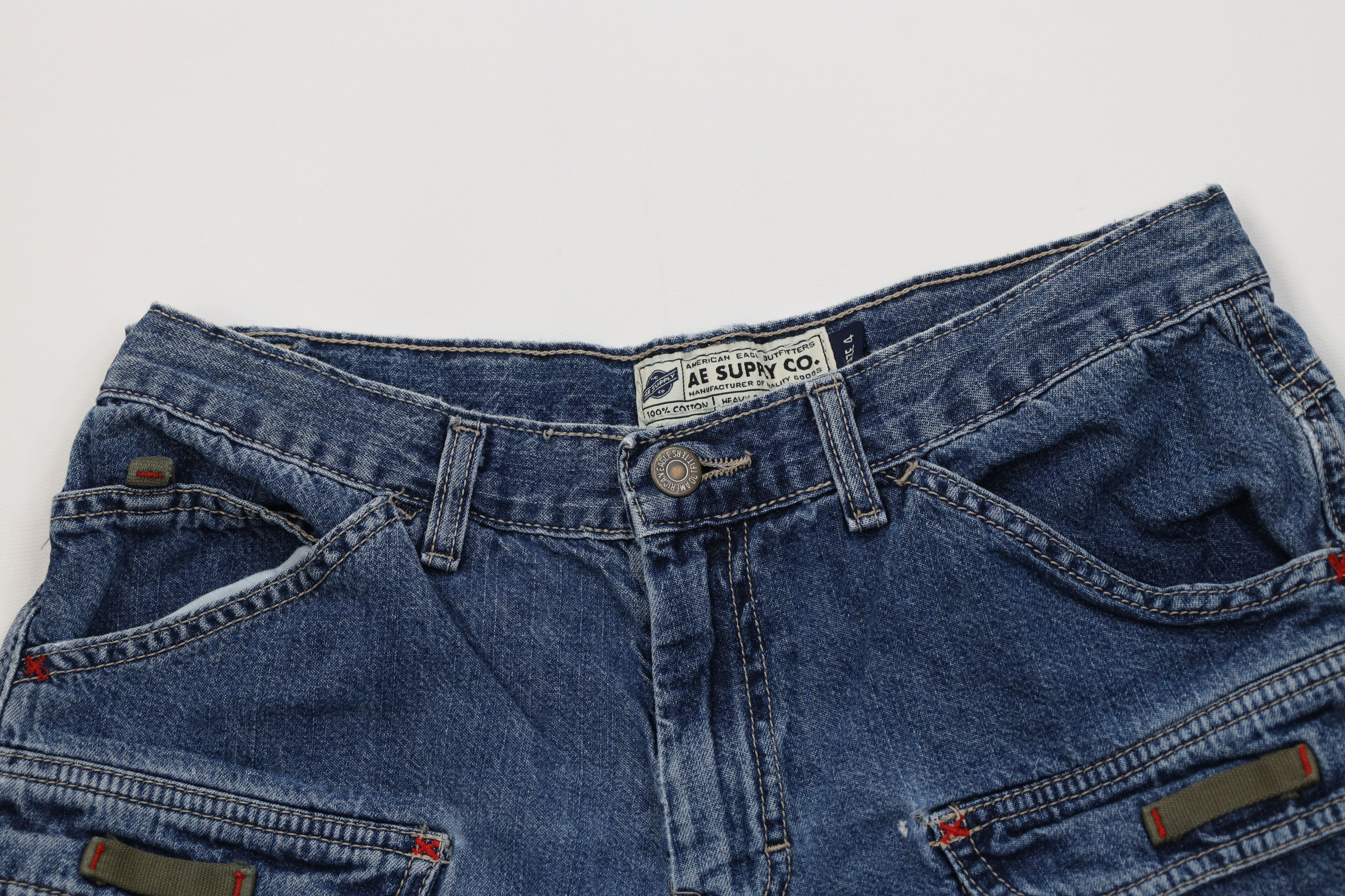 American Eagle Outfitters Vintage 90s American Eagle Workwear Denim Cargo Shorts Size 27" / US 4 / IT 40 - 2 Thumbnail