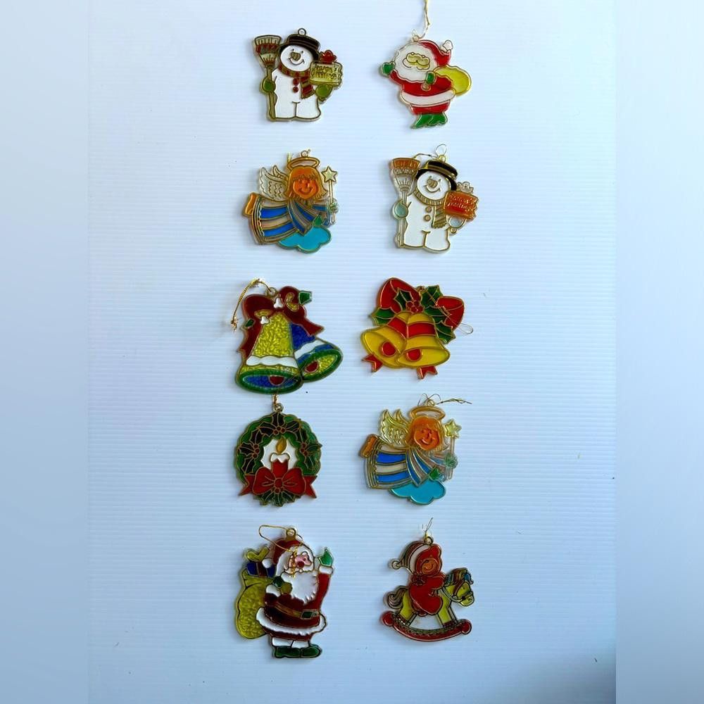 Designer Vintage Christmas Plastic Stained Glass Ornament (Set of 10) Size ONE SIZE - 1 Thumbnail