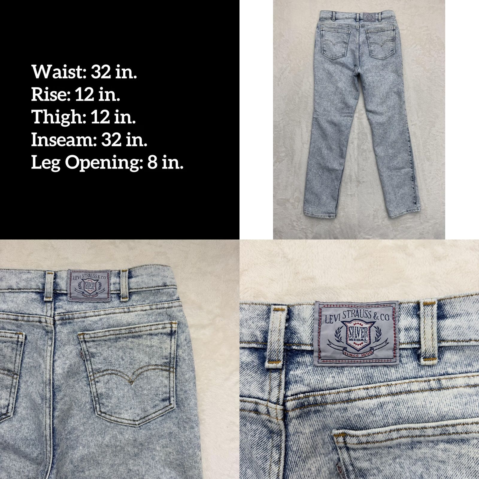 Levi's VINTAGE Levi's Silver Medal Jeans Mens 32x32 Blue Acid Wash Straight Leg Denim Size US 31 - 8 Thumbnail