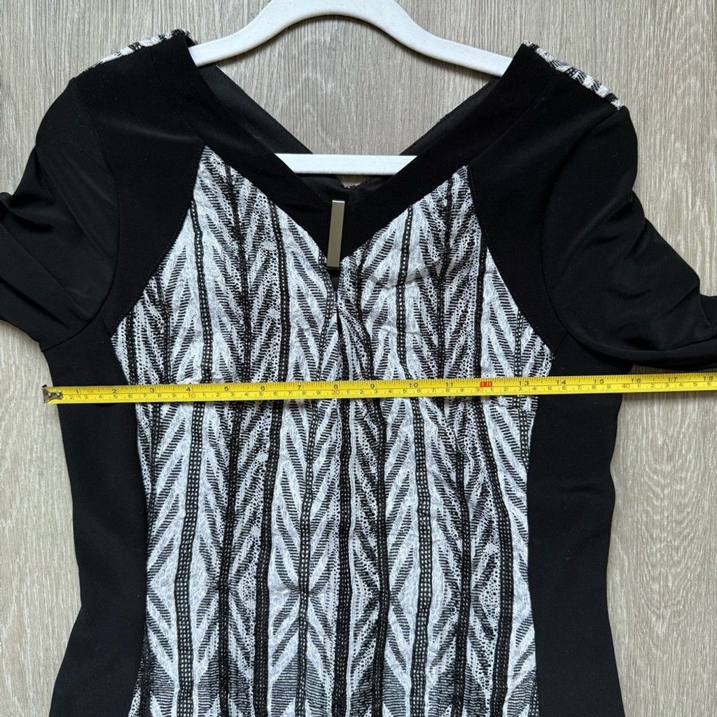 Picadilly Fashion Black and White Sheath Dress V-neck