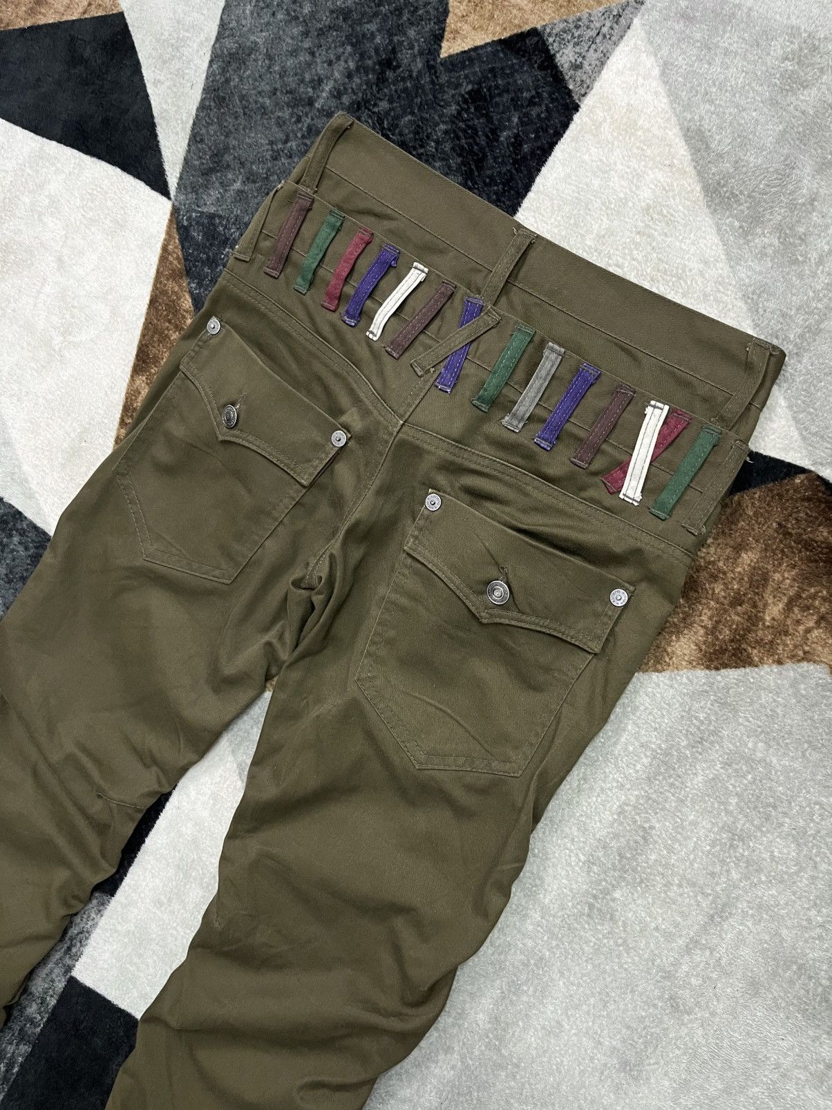Hysteric Glamour Y2K Nylaus Double Waist Twisted Leg Green Pants Cotton Size US 30 / EU 46 - 7 Thumbnail