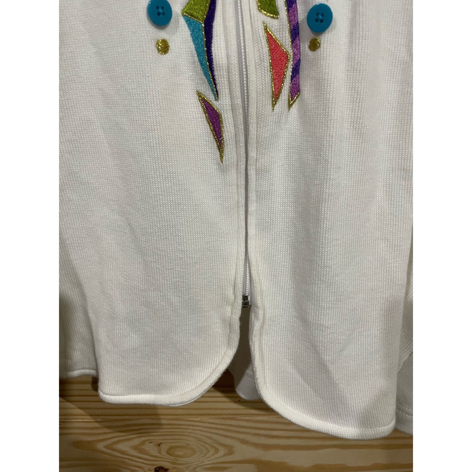 Bob Mackie Bob Mackie Wearable Art Zip Up Sweater, size XL Size XL / US 12-14 / IT 48-50 - 6 Thumbnail