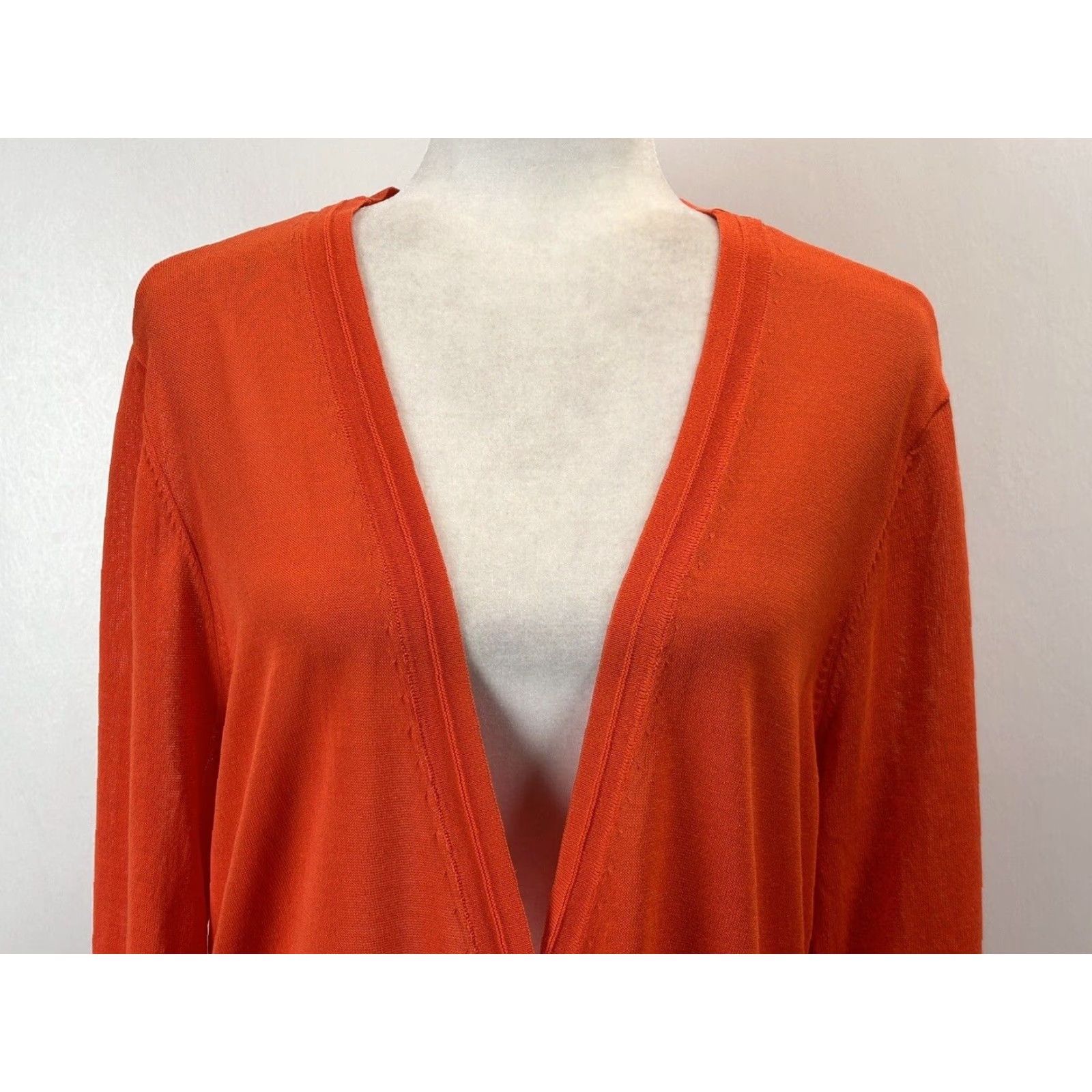 Vintage Chicos Cardigan Sweater Womens Large Orange Lightweight Long Sleeve V-Neck Cotton Blend Size L / US 10 / IT 46 - 5 Thumbnail