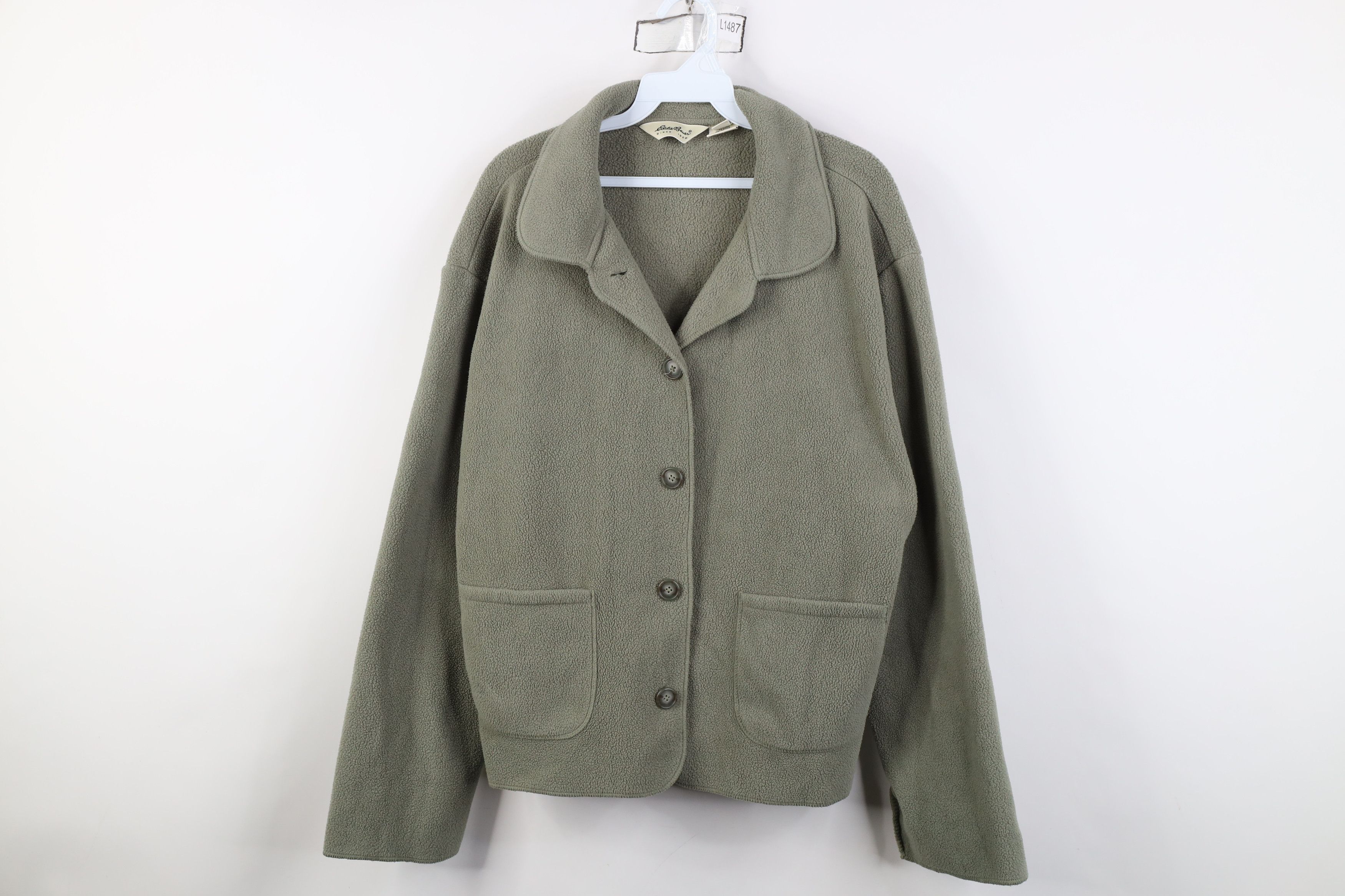 Eddie Bauer Vintage 90s Eddie Bauer Fleece Cardigan Jacket Green USA Size L / US 10 / IT 46 - 1 Thumbnail