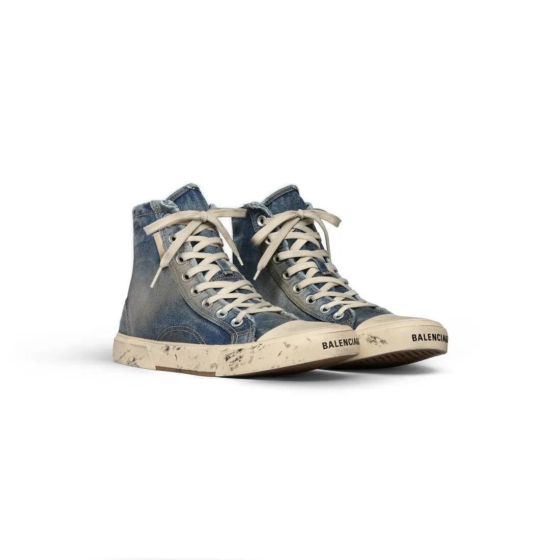 Balenciaga o1w1db10625 Paris High Top Sneakers in Blue/Beige Size US 5 / IT 35 - 2 Thumbnail