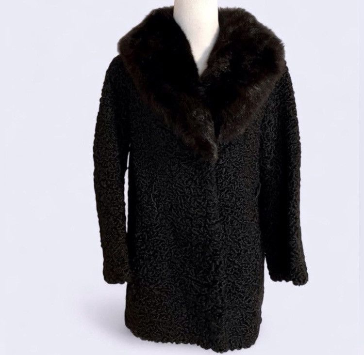 Japanese Brand Persian Lamb Jacket - Mink Fur Collar Vintage Coat Size M / US 6-8 / IT 42-44 - 1 Thumbnail