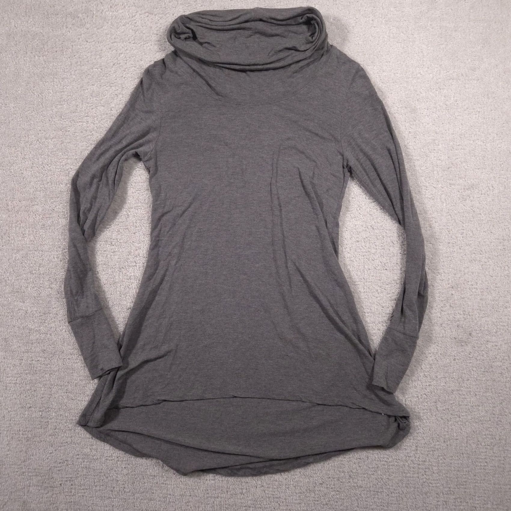Vintage Cuddl Duds Shirt Womens Small Gray Cowl Neck Long Sleeve Tunic Top Stretch Size S / US 4 / IT 40 - 2 Thumbnail