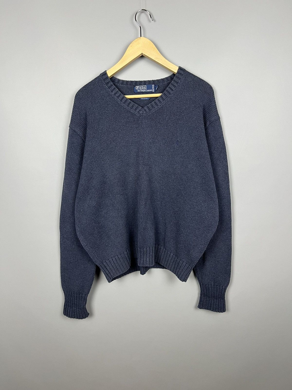 (L) Polo Ralph Lauren cotton V-neck Sweater Vintage