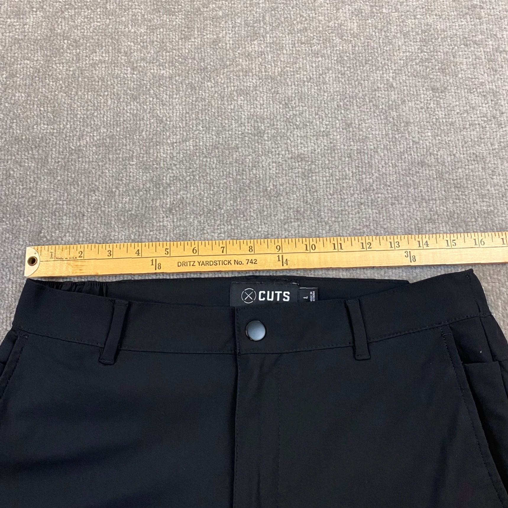 UES Clothing Cuts Clothing AO Pants Mens Large Slim Fit Black 32x27.5 Jogger Slim Tapered 5-Pocket Zipper Logo Embroidered L1085 Size US 33 - 4 Thumbnail