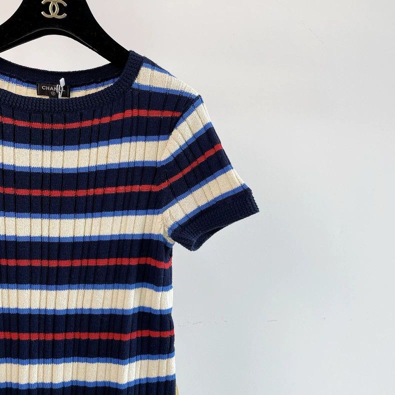 Chanel Chanel Striped knitted short-sleeved dress Size XS / US 0-2 / IT 36-38 - 3 Thumbnail