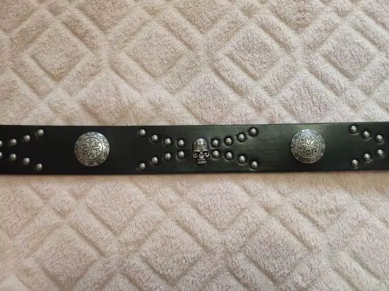 Japanese Brand Bohemian Style Belt Vintage Inlaid Skeleton Head Size 44 - 4 Thumbnail