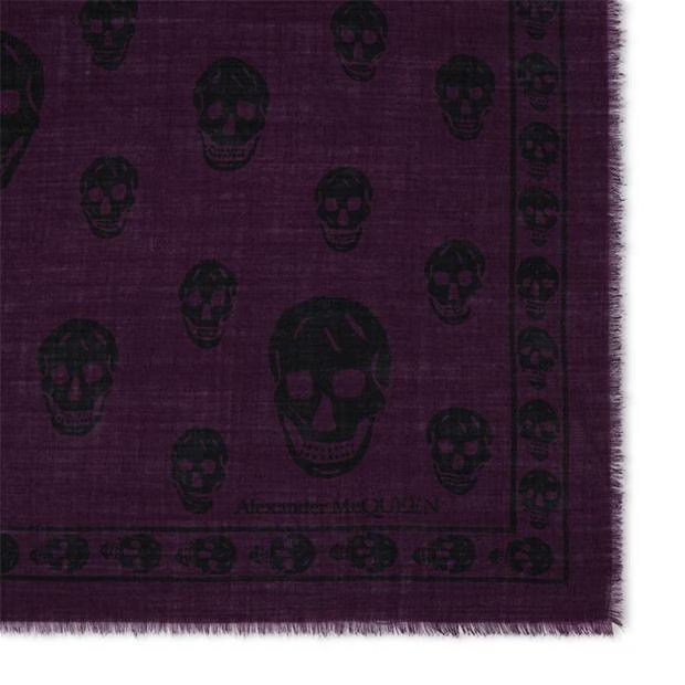 Alexander McQueen o1g2r1mq0824 Size: OS / Biker Skull Print Scarf Nightshade Size ONE SIZE - 2 Thumbnail