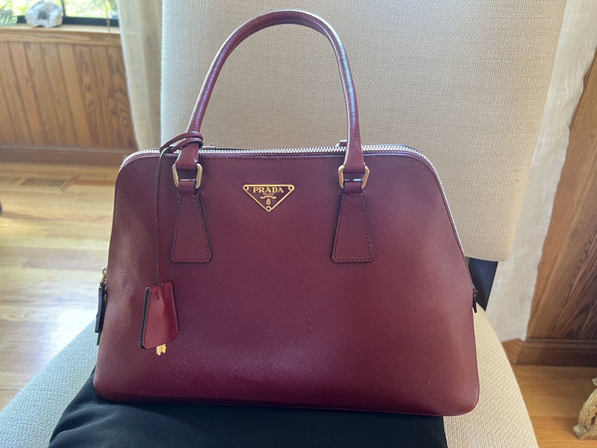 Prada Prada Burgundy Red Saffiano Handle Bag Size ONE SIZE - 1 Thumbnail