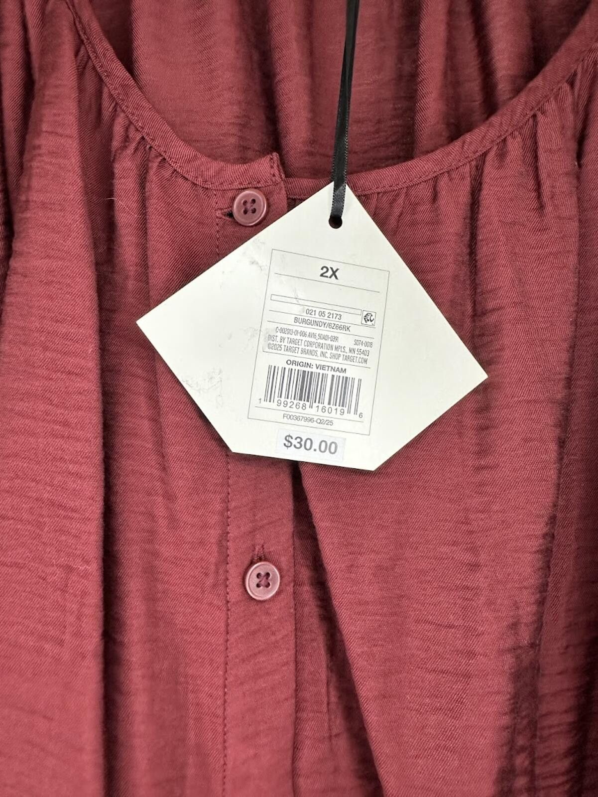 Other Ava & Viv Maroon Blouse - Sz. 2X Size XXL / US 16-18 / IT 52-54 - 2 Thumbnail