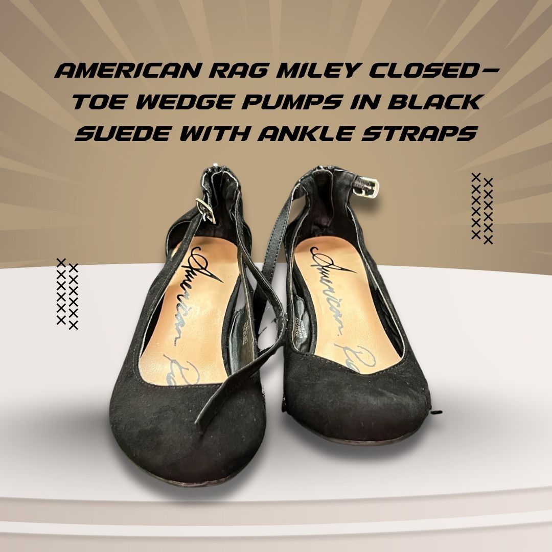 American Rag American Rag Miley Black Suede Closed-Toe Wedge Pumps With A Size US 8 / IT 38 - 1 Thumbnail