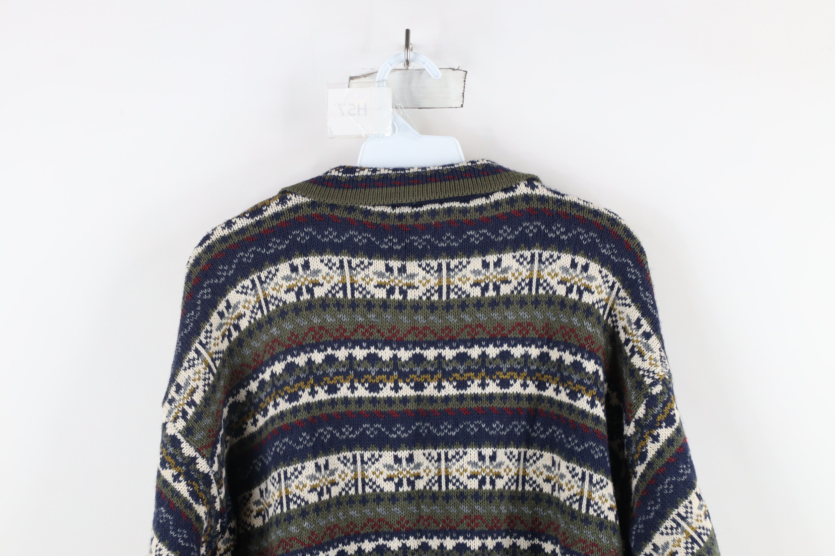 Vintage Vintage 90s Streetwear Fair Isle Knit Cardigan Sweater USA Size L / US 10 / IT 46 - 9 Thumbnail
