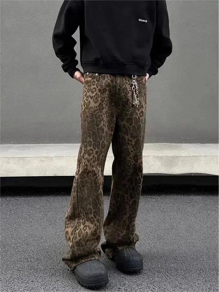 Japanese Brand Retro loose fitting leopard print jeans Size US 32 / EU 48 - 3 Thumbnail