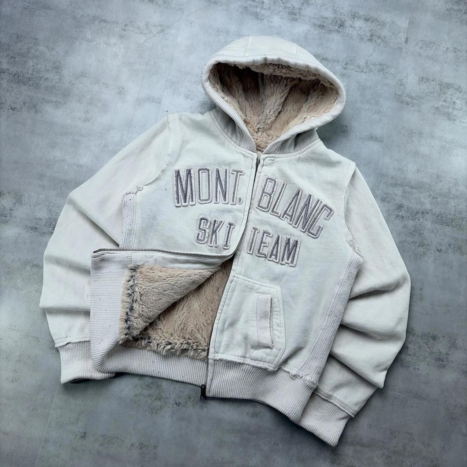 Montblanc Y2K White Mont Blanc Ski Team Grunge Sherpa Zip Up Hoodie Size S / US 4 / IT 40 - 3 Thumbnail
