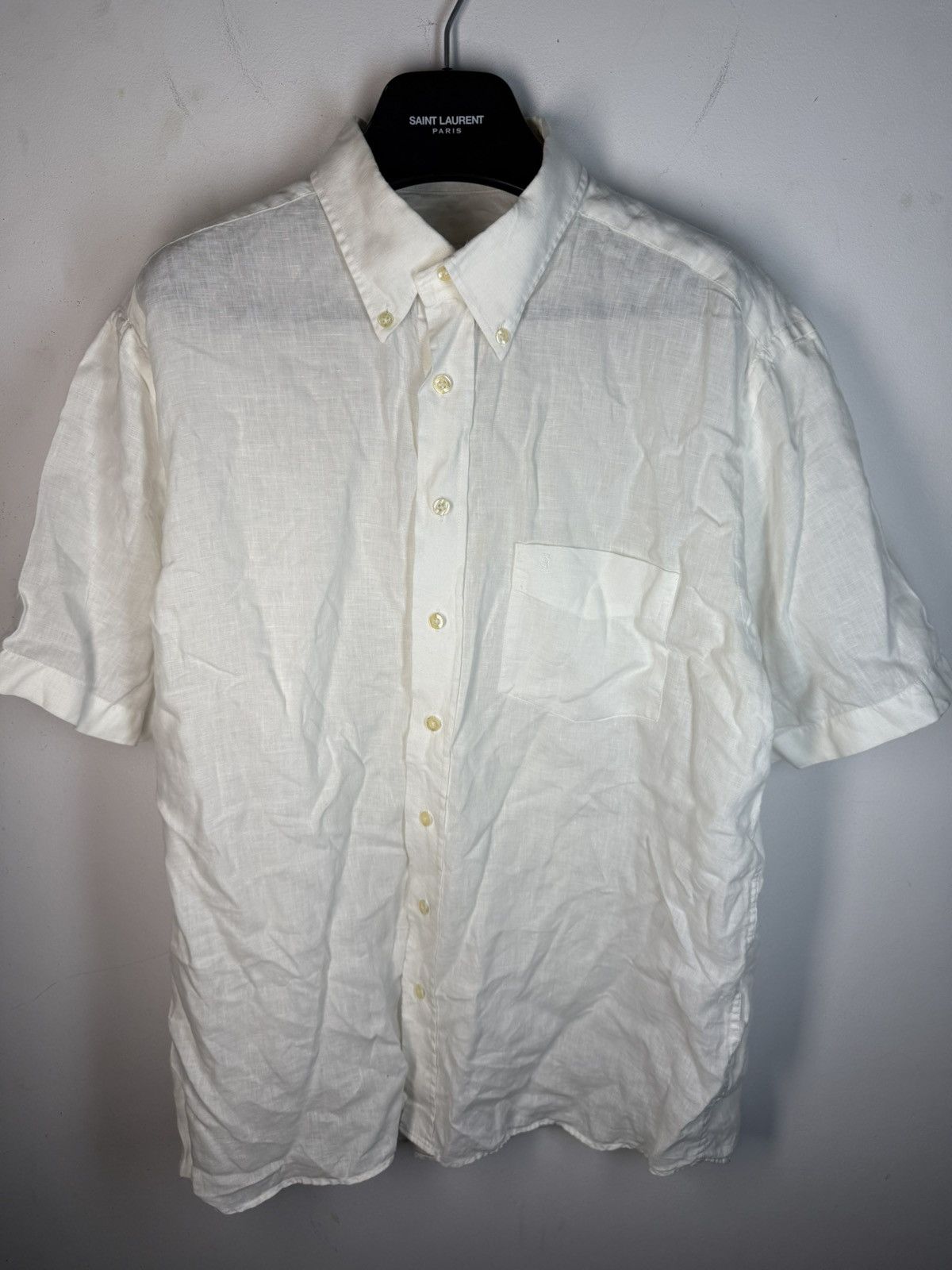 Yves Saint Laurent 100% Linen YSL Shirt White Button Up Size US L / EU 52-54 / 3 - 19 Thumbnail