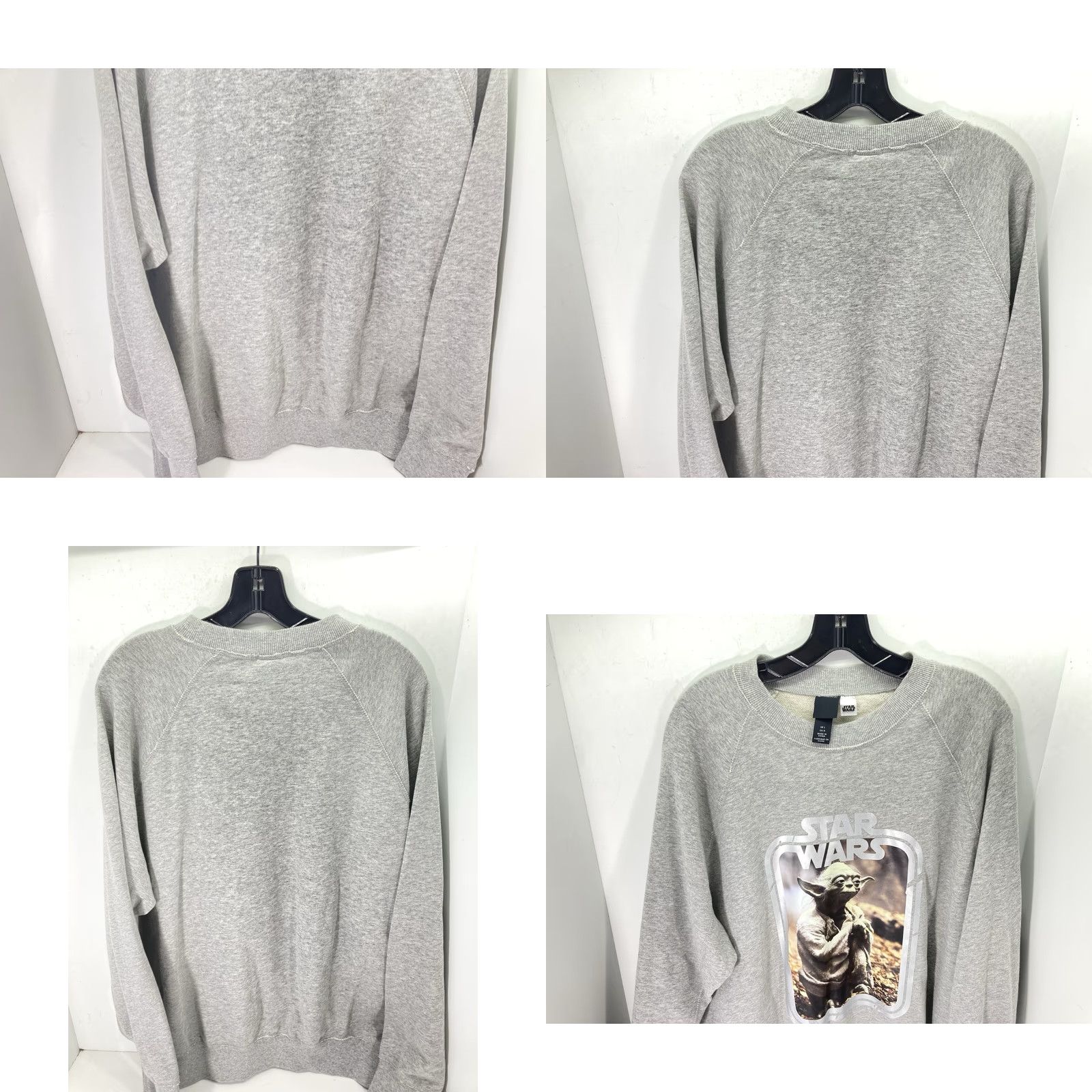 Star Wars Star Wars Sweatshirt Men L Gray Cotton Crew Neck Pullover Yoda H&M Long Sleeve Graphic Print Star Theme Size US L / EU 52-54 / 3 - 8 Thumbnail