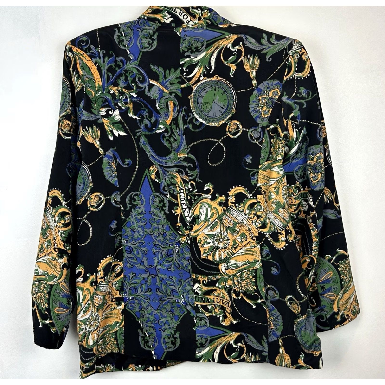 Vintage VINTAGE 80s Silk Blazer Womens Art to Wear Print Jacket Lux Novelty 10 Size L / US 10 / IT 46 - 2 Thumbnail
