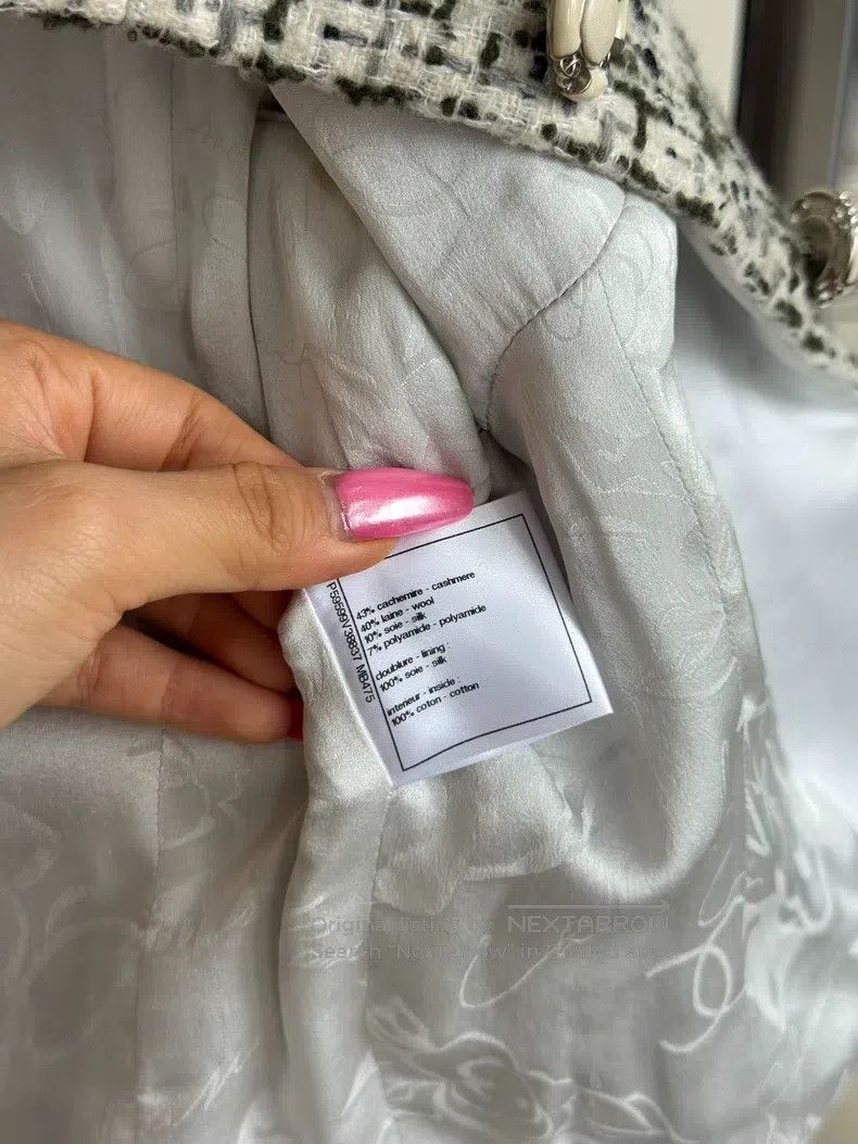 Chanel Chanel White and green woven tweed coat Size XS / US 0-2 / IT 36-38 - 8 Thumbnail