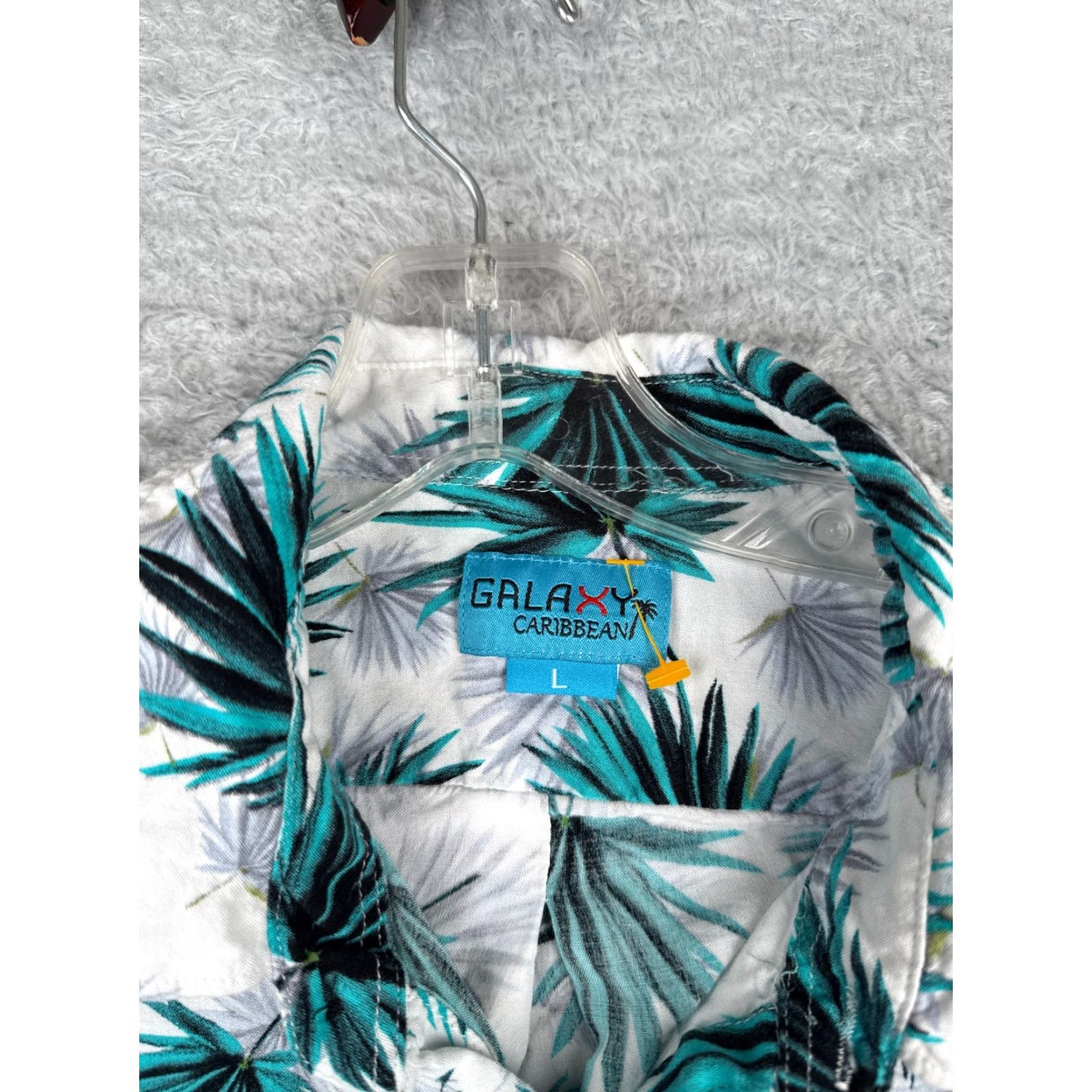 Vintage VINTAGE Galaxy Caribbean shirt Men Large White Blue Floral Hawaiian Button 100% Rayon Size US L / EU 52-54 / 3 - 7 Thumbnail