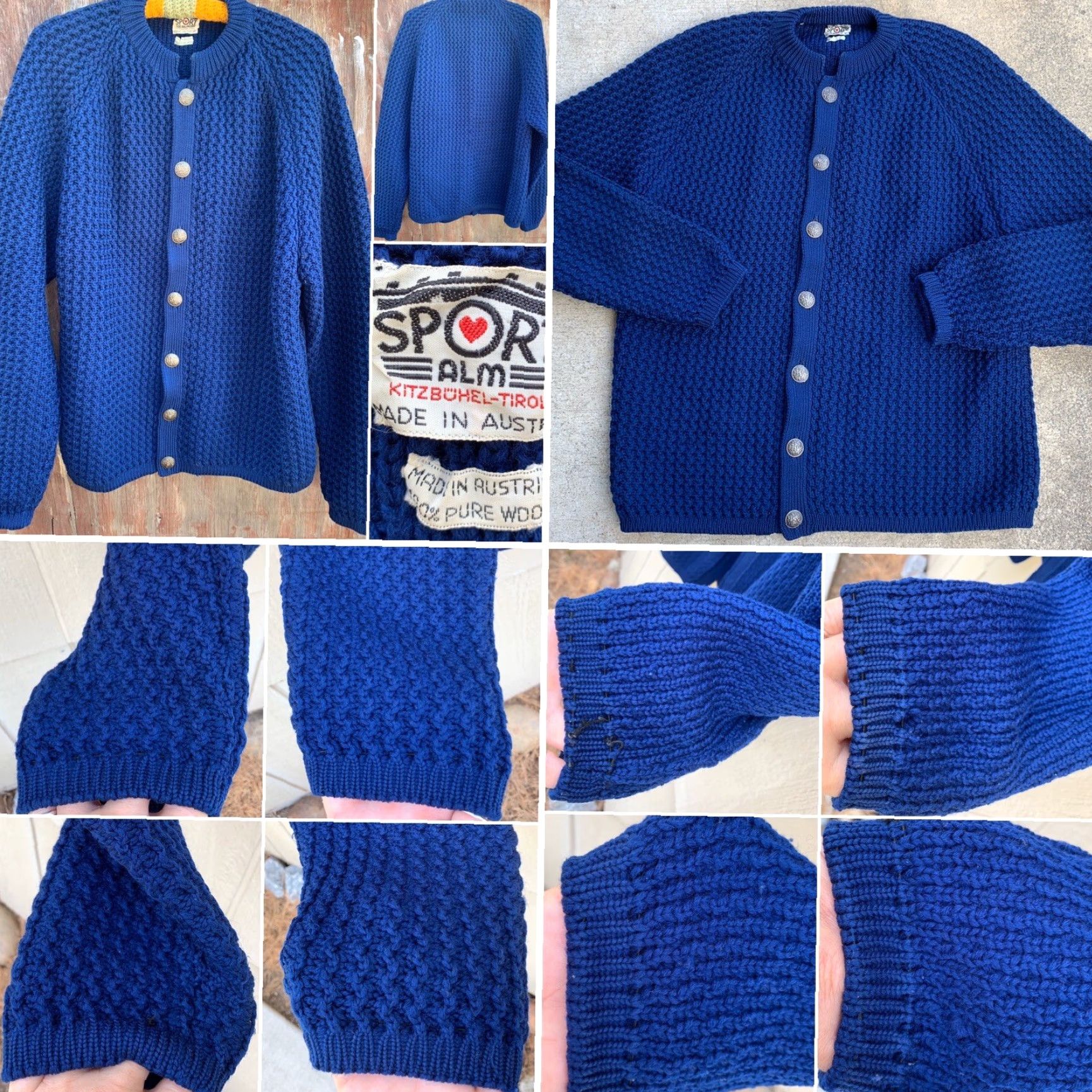 Vintage VINTAGE Sport ALM Kitzbohel-Tirol Made In Austria 100% Wool Cardigan Sweater M Blue Mens Regular Cardigan Wool Austria 100% Vintage Size M / US 6-8 / IT 42-44 - 5 Thumbnail