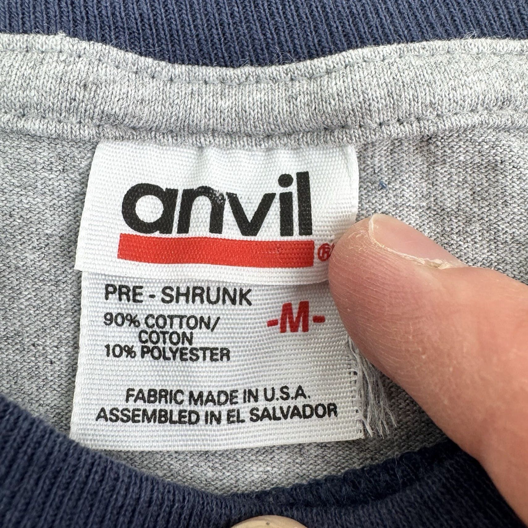 Anvil VINTAGE Hershey Park Ringer T Shirt Adult M Gray Candy Hersheys Kiss Y2K 90s Mens Size US M / EU 48-50 / 2 - 4 Thumbnail