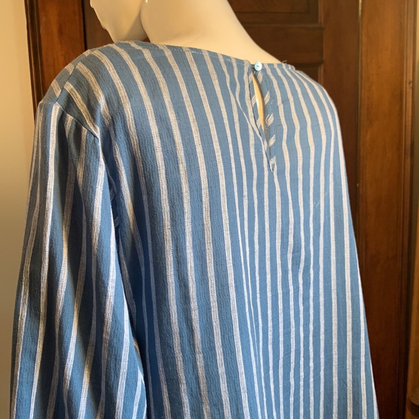 Vintage Suzanne Betro striped gauzy blouse tie front Size XL / US 12-14 / IT 48-50 - 3 Thumbnail